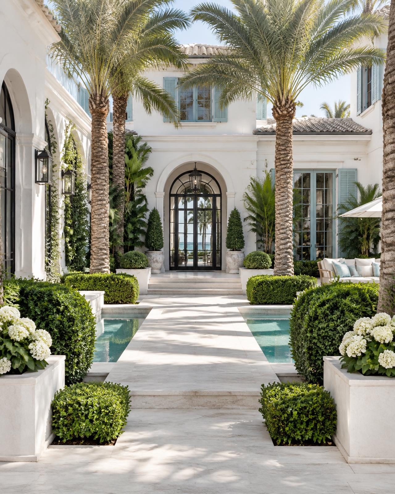 Meticulously maintained Palm Beach estate courtyard